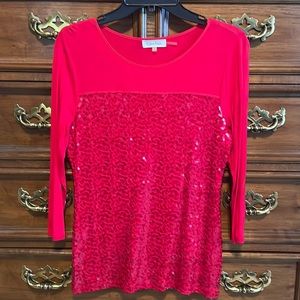 Calvin Klein red sequin top